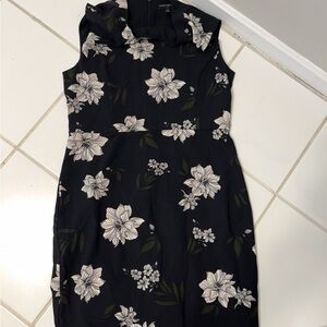 Banana Republic Black Floral Midi Dress